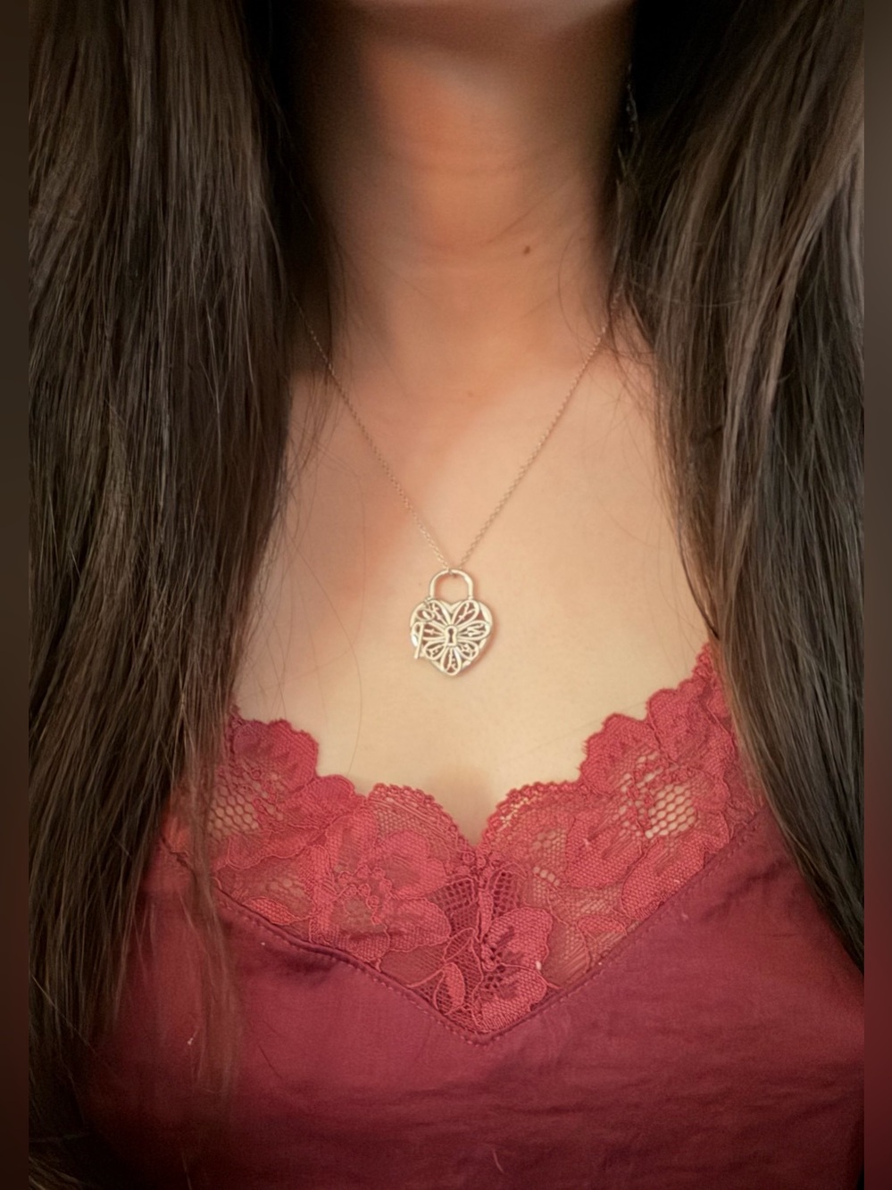 Tiffany & Co. 18” medium enchant filigree heart w key necklace sterling silver - Picture 11 of 12